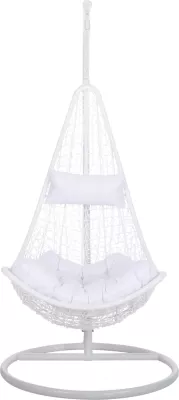 Fole varëse MILLIE FH5996.03 metal-sintetik ratan & jastëkë në të bardhë Φ95x195Hcm
