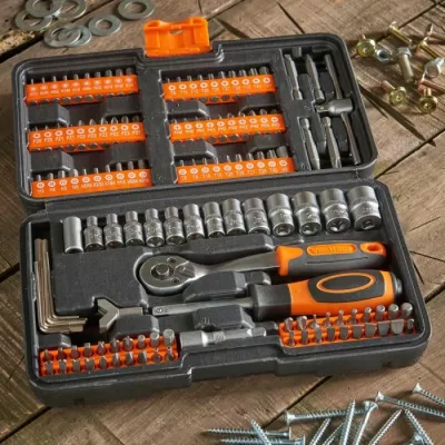Set soketash dhe bitash VONHAUS 3515179 130 copë, portokalli/zi