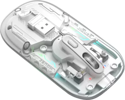 Maus Marvo M808W Prism 20W wireless, 2.4GHz/Bluetooth, RGB, bateri 400mAh, transparent