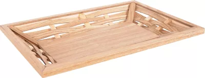 Tabaka shërbimi drejtkëndore, FH4228, dru bredhi dhe MDF, 51x32x5.5H cm