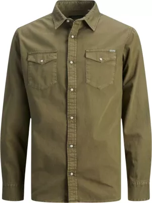 Këmishë për meshkuj Jack Jones JJESHERIDAN L/S NOOS, e gjelbër e errët [Madhësia: XL]