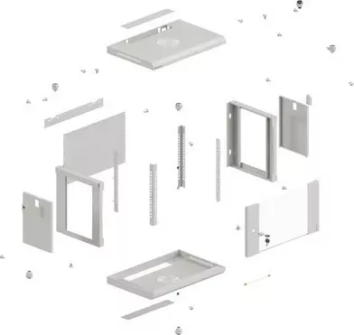 Kasë rack LANBERG 19" 9U, varëse, xham përpara, 540x350, ngjyrë hiri