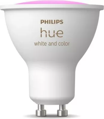 Dritë LED Philips Hue GU10, Smart, Ndryshim ngjyrash, E bardhë