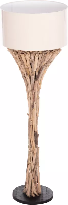 Llambë dekorative në këmbë, ALTAR FH4433, dru i lundruar, kapak PVC i bardhë, Φ45x142H cm
