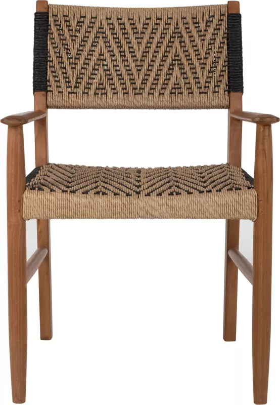 Karrige me krahë për ngrënie, dru teak, litar sintetik, 57x66x86H cm, FH9383.01