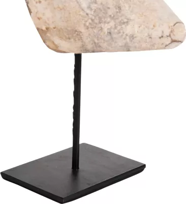 Dekor tavoline, fytyrë prej druri dhe guaskash, në qëndrim metalik të zi, FH4314, 16x11x32H cm