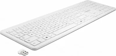 Tastierë wireless DeLOCK 12014, Full-size 100%, QWERTZ gjermane, RF 2.4 GHz, e bardhë