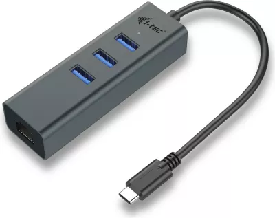 USB-C HUB I-Tec Metal 3 porta + Gigabit Ethernet, gri