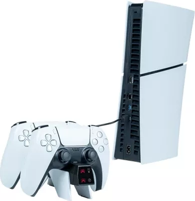 Stacion karikimi USB dual për kontrollor PS5 Nacon V4, RGB, për 2 kontrollorë, zezë