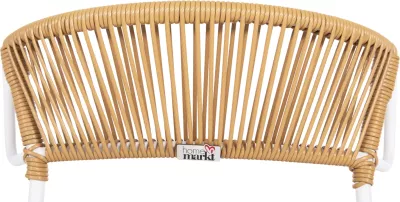 Karrige SUKI FH6053.01 metalike, ngjyrë e bardhë dhe ratan sintetik, ngjyrë natyrale, 54x62x80H cm