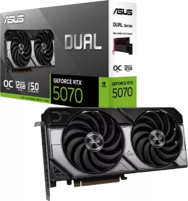 Kartë grafike ASUS Dual GeForce RTX 5070 OC Edition DUAL-RTX5070-O12G 12GB GDDR7 PCIe 5.0, e zezë/gri