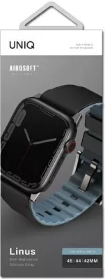 Rrip silikoni për Apple Watch UNIQ Linus, 42/44/45mm, i zi