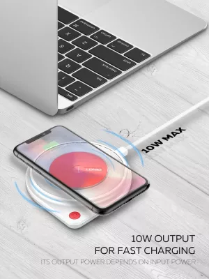 Karikues wireless i shpejtë LDNIO AW001 10W me dritë LED, bardhë/kuqe