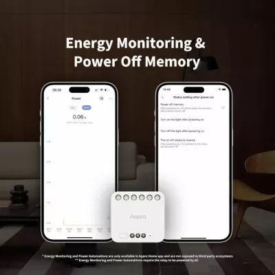 Modul relé dual AQARA T2 DCM-K01, Zigbee 3.0, DIN rail, set 2 copë, bardhë