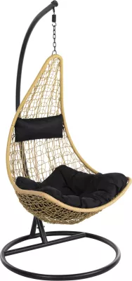 Fole varëse MILLIE FH5996.04 metalike e zezë-ratan sintetik në bezhë Φ95x195Hcm