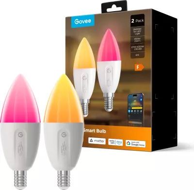 Poç LED smart Govee E14 RGBWW 450 lm, set 2 copë
