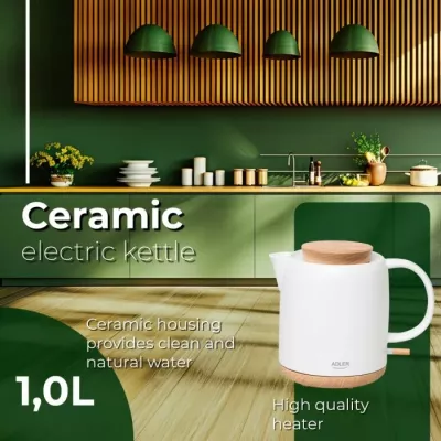 Çajnik elektrik Adler AD1304, 1.0 L, keramik, 1200 W, ecru
