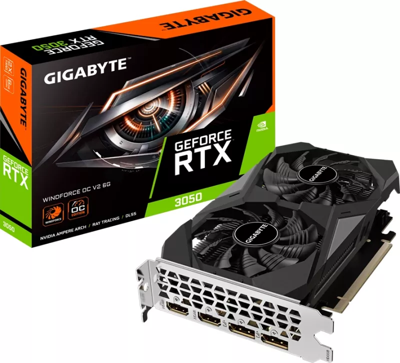 Kartë grafike GIGABYTE GeForce RTX 3050 WINDFORCE OC V2 6G, 6GB GDDR6, PCIe 4.0, 2xDP, 2xHDMI