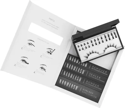 Set për zgjatje të qerpikëve Nanolash DIY Extensions Starter Kit për femra, 36 copë, e zezë