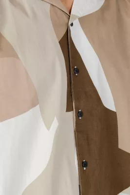 Këmishë me mëngë të shkurta për meshkuj Only & Sons Onstie Rlx Ss Aop Resort 22028044, kafe [Madhësia: XL]