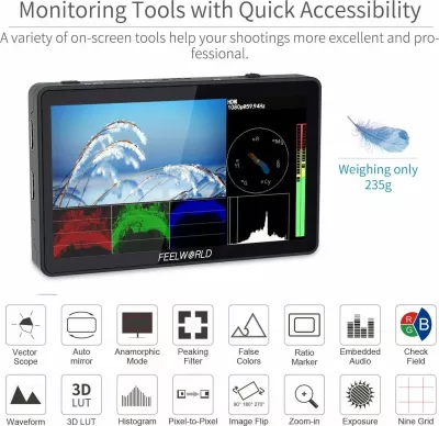 Monitor preview Feelworld F6 PLUS V2 6" Full HD touchscreen HDMI 4K