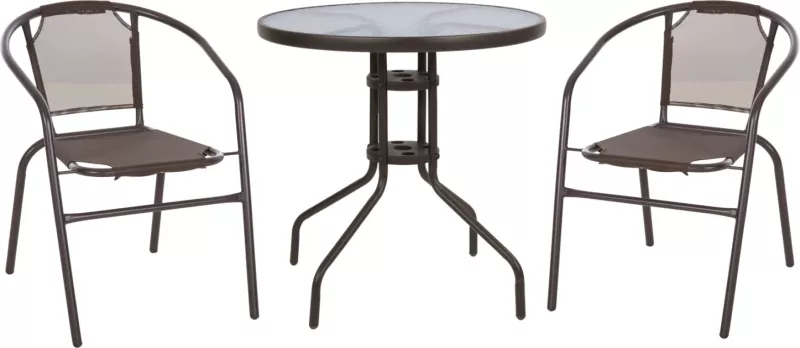 Set kopshti tavolinë & karrige FH10712, 3 pjesë, metal/të kafta