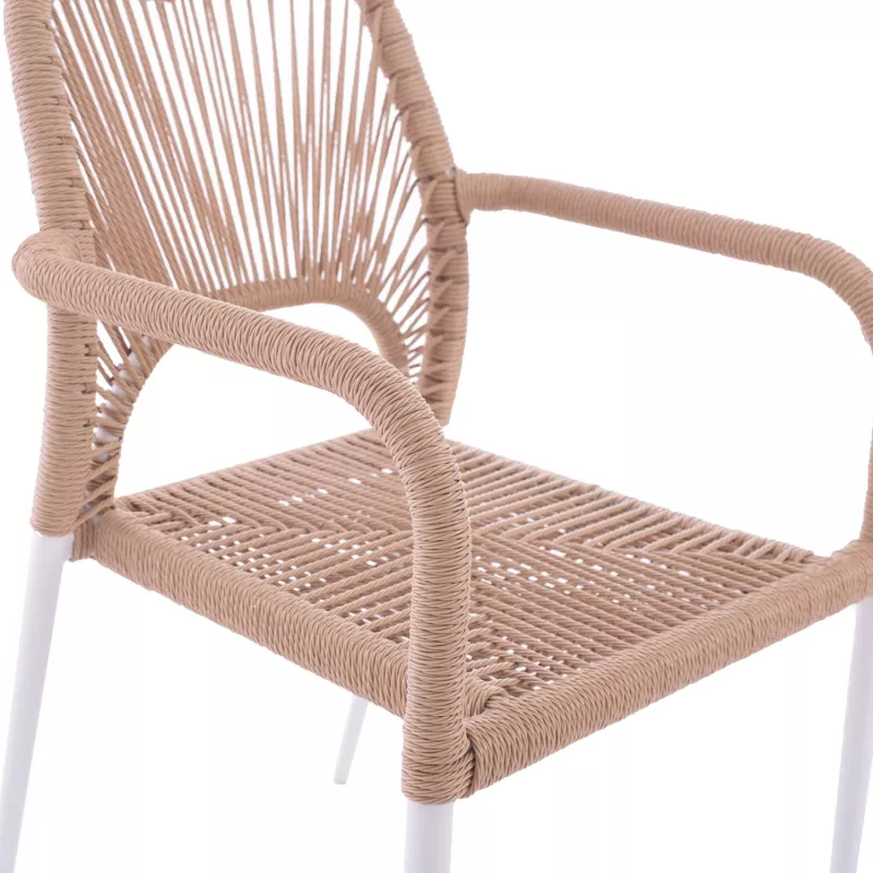 Karrige alumini e bardhë me litar PE bezhë FH5771.01 55Χ63Χ82 cm