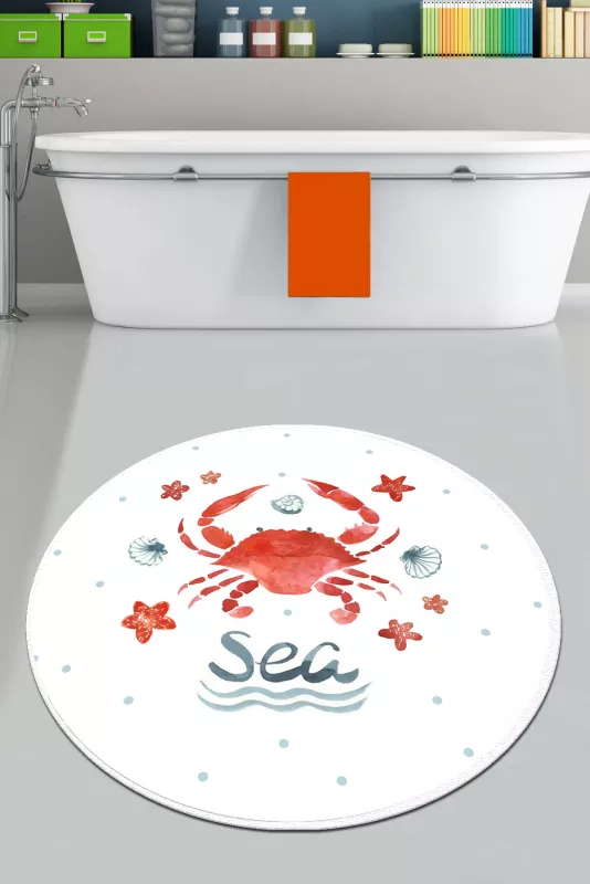 Tapet banje i rrumbullakët, dizajn gaforre, Crab Circle Djt 200, shumëngjyrësh, 200cm