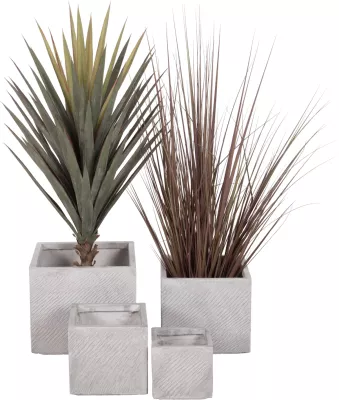 Set katror vazo për lule, 4 copë, ngjyrë çimento, GARDENER FH4730, 37x37x32cm