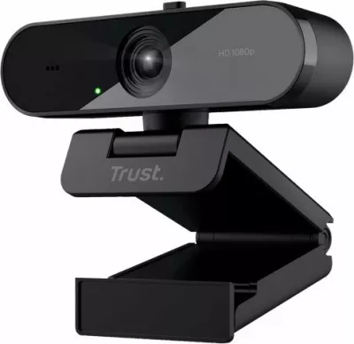 Webkamerë Trust TW-200 (24734) Full HD 1080p 30fps, USB, me mikrofon mono dhe kapak privatësie, e zezë