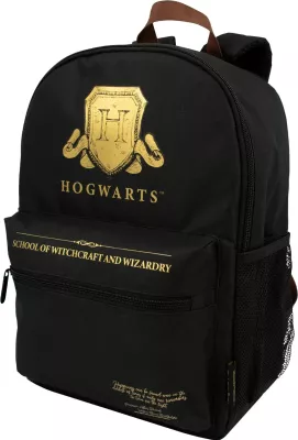 Çantë shpine BLUE SKY Harry Potter Core "Hogwarts Shield", me xhep përpara me zinxhir dhe 2 xhepa anësorë rrjetë, e zezë