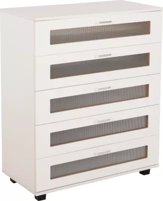 Komodinë THORGAN FH9881.03 melaminë e bardhë-5 sirtarë 80Χ40Χ100Hcm