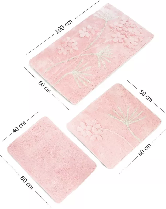 Set tapetash për banjo, akrilik, 3 copë, Mijölnir Orkide, ngjyrë pluhur