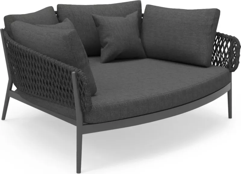 Daybed 2-vendësh CAMELLIA, alumin i zi, litar poliestër, jastëkë OLEFIN, 164x144x70cm