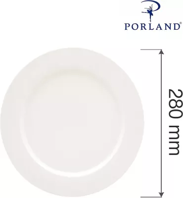 Pjatë e sheshtë Porland Dove Ø280 mm porcelan, krem, set 6 copë