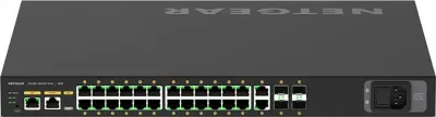 Switch i menaxhueshëm NETGEAR M4250-26G4XF-PoE+, 24 porte Gigabit, 4 SFP+, PoE+, rackmount, i zi