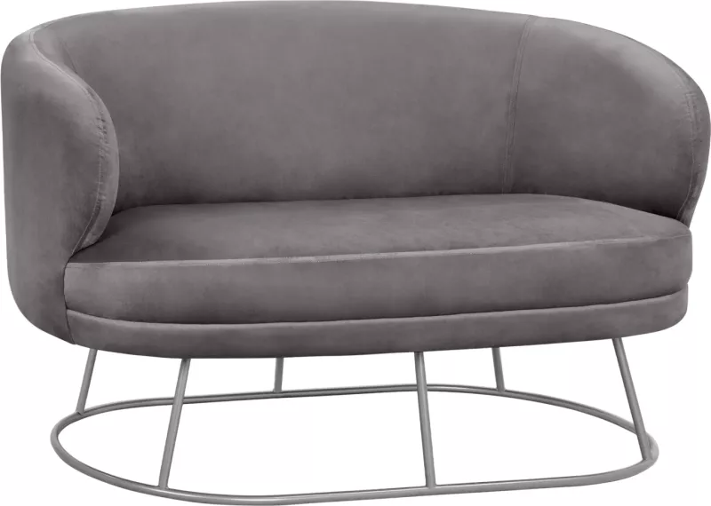 Divan 2 vendësh Arien prej kadifeje Gri me Bazë Argjendi FH8492.01 125Χ80Χ84cm