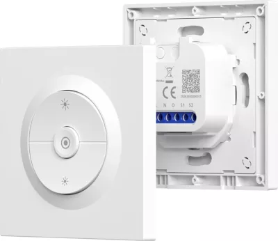 switch/dimer muri smart WiFi Sonoff MINI-DIM-E (Orb-DIM), Matter, 0-100% dimming, max 400W, 86x86mm, i bardhë, set