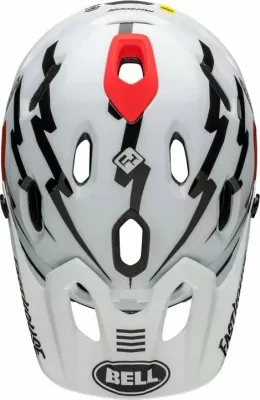 Kask full face Bell Super DH MIPS Spherical, L (58–62 cm), me mbrojtëse mjekre e heqshme, bardhë/zi