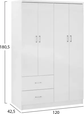 Dollap me 4 dyer dhe 2 sirtarë FH339.05 i bardhë 120x42,5x180,5 cm