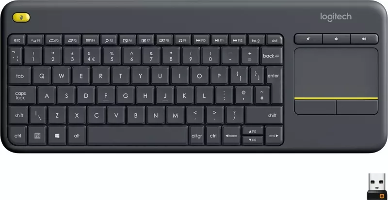 Tastierë wireless Logitech K400 Plus, Mini, Wireless, RF Wireless, QWERTY, e zezë