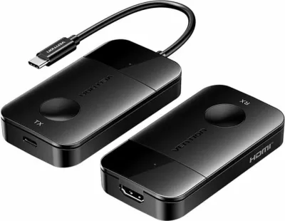 Transmetues/pranues HDMI pa kabllo Vention ADOBB 4K@30Hz USB-C PD 60W, i zi, set TX/RX me kabllo