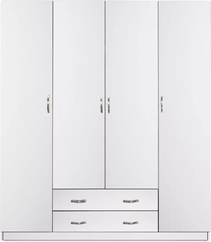Dollap me 2 sirtarë, 4 dyer, AZALEA FH1, melaminë e bardhë, 200x55.5x180H cm
