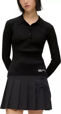 Xhemper polo për femra Karl Lagerfeld Jeans KLJ Ls Knitted Polo B1W18026, i zi