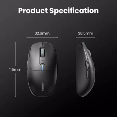 Maus UGREEN 90539, 5000 DPI, 2.4G + Bluetooth 5.0 + USB, bateri 700mAh, zi