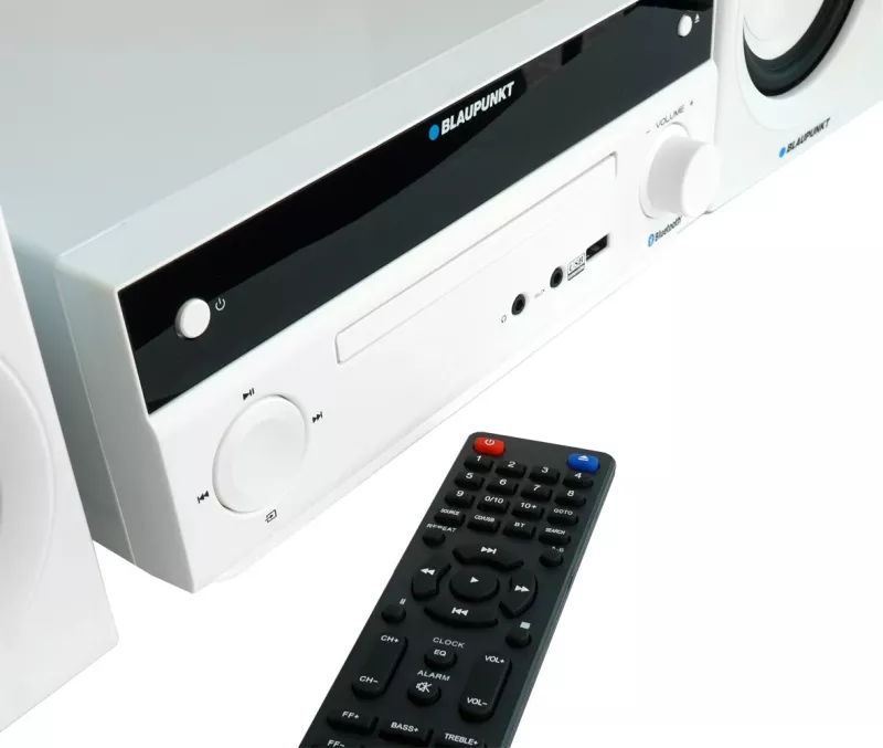Mini sistem audio Blaupunkt MS30.2BT Edition me Bluetooth, USB, CD, i bardhë