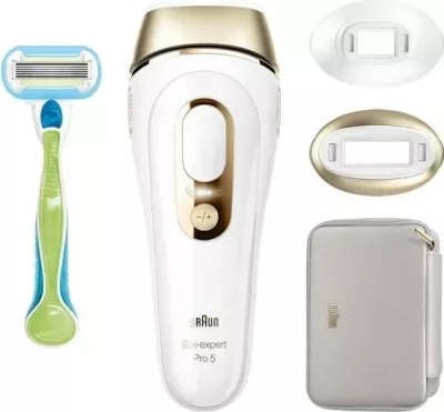 IPL depilator Braun Silk-expert Pro 5 PL5152, 10 nivele intensiteti, SensoAdapt, SkinPro 2.0, bardhë-ari
