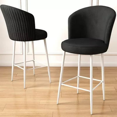 Set karrigesh për bar (4 copë), Hanah Home, Alte, e zezë dhe e bardhë