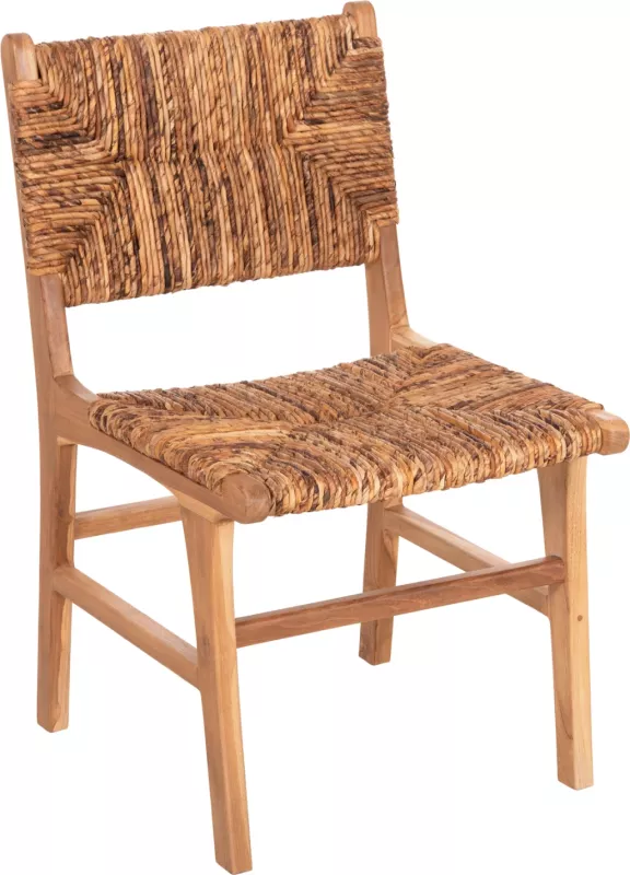 Karrige FH9399.11 dru teak me hasër në shpinë dhe ulëse, ngjyrë natyrale, 51x60,5x88Hcm