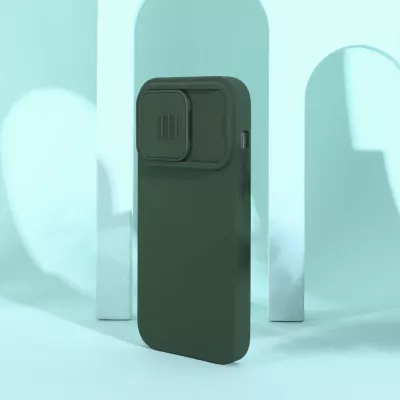 Mbështjellës Nillkin CamShield Silky Silicone për iPhone 14 Pro, me mbrojtëse kamere, Blu